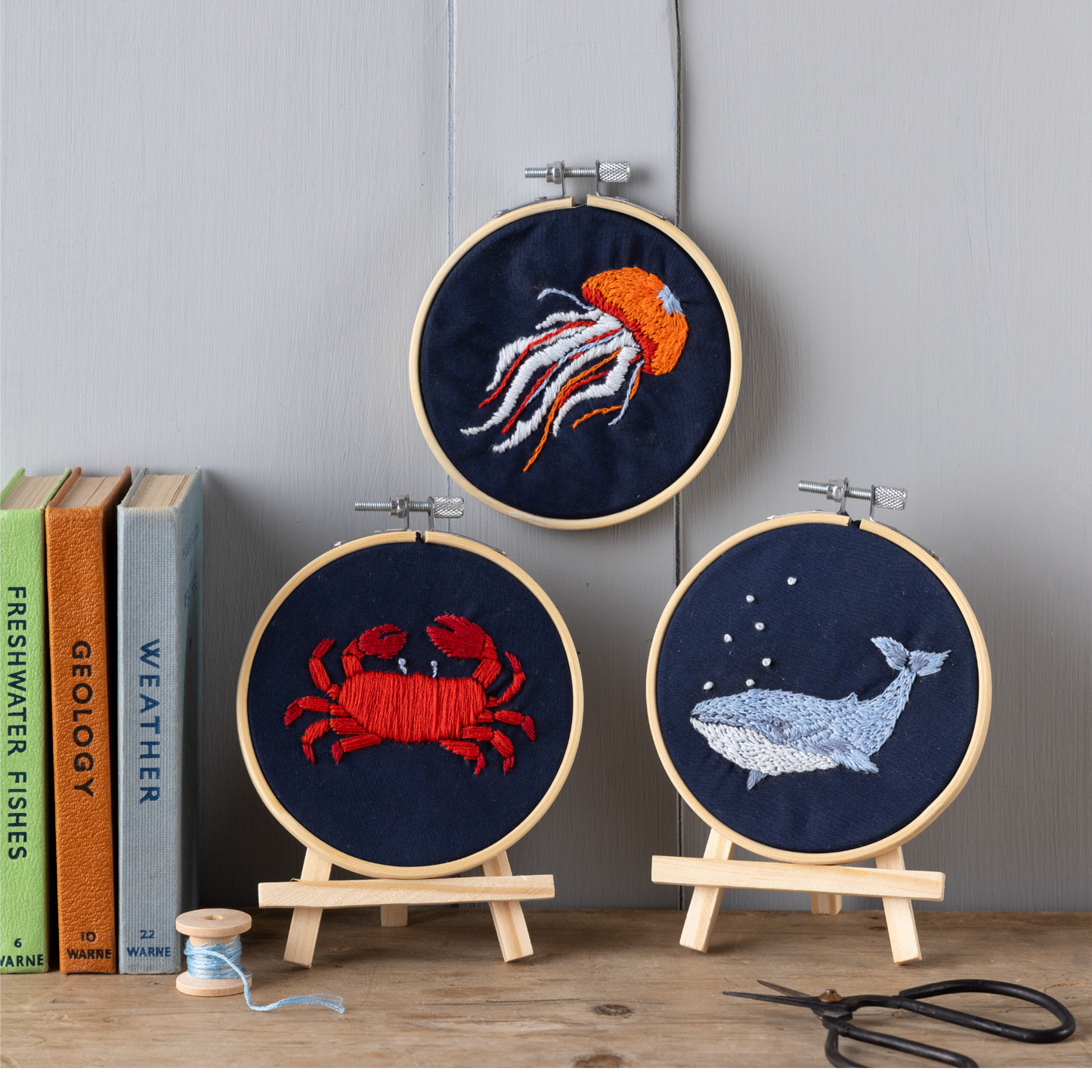 Ocean Embroidery Kit - Set of Three