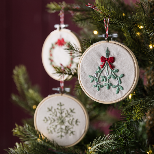 Christmas Decorations Embroidery Kit - Set of Three